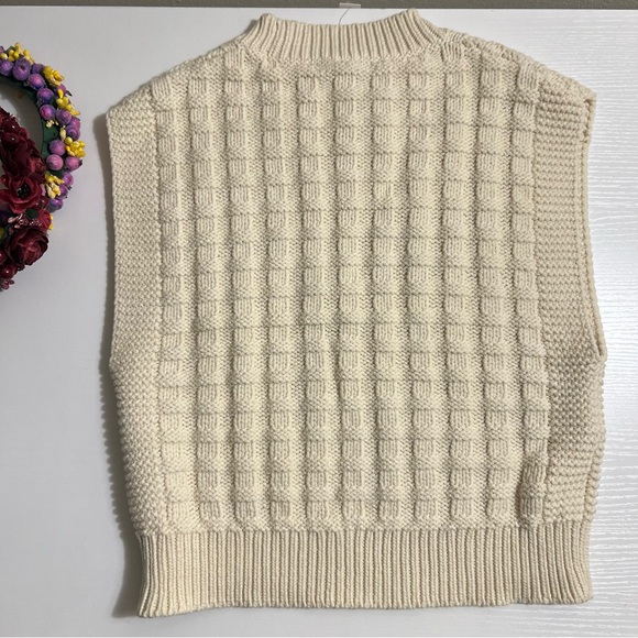 Madewell Checkered-Stitch Wedge Sweater Vest beige size XS cotton - Picture 4 of 5